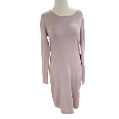 Size M Allison Brittney Women’s Sweater Dress Pink Metallic Long Sleeve Tie Back