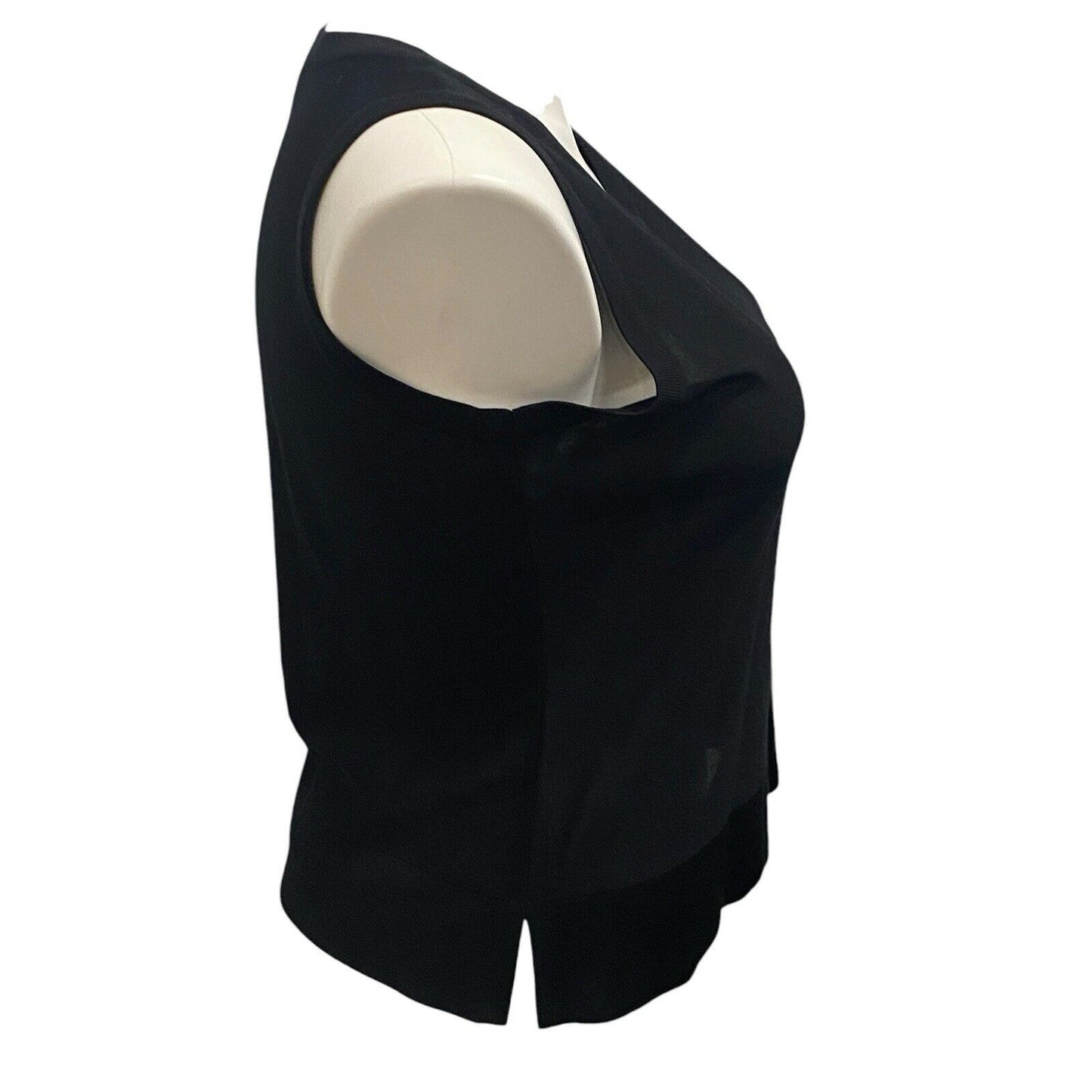 Exclusively Misook Black XL Petite Sleeveless Blouse Tank Band Design At Bottom