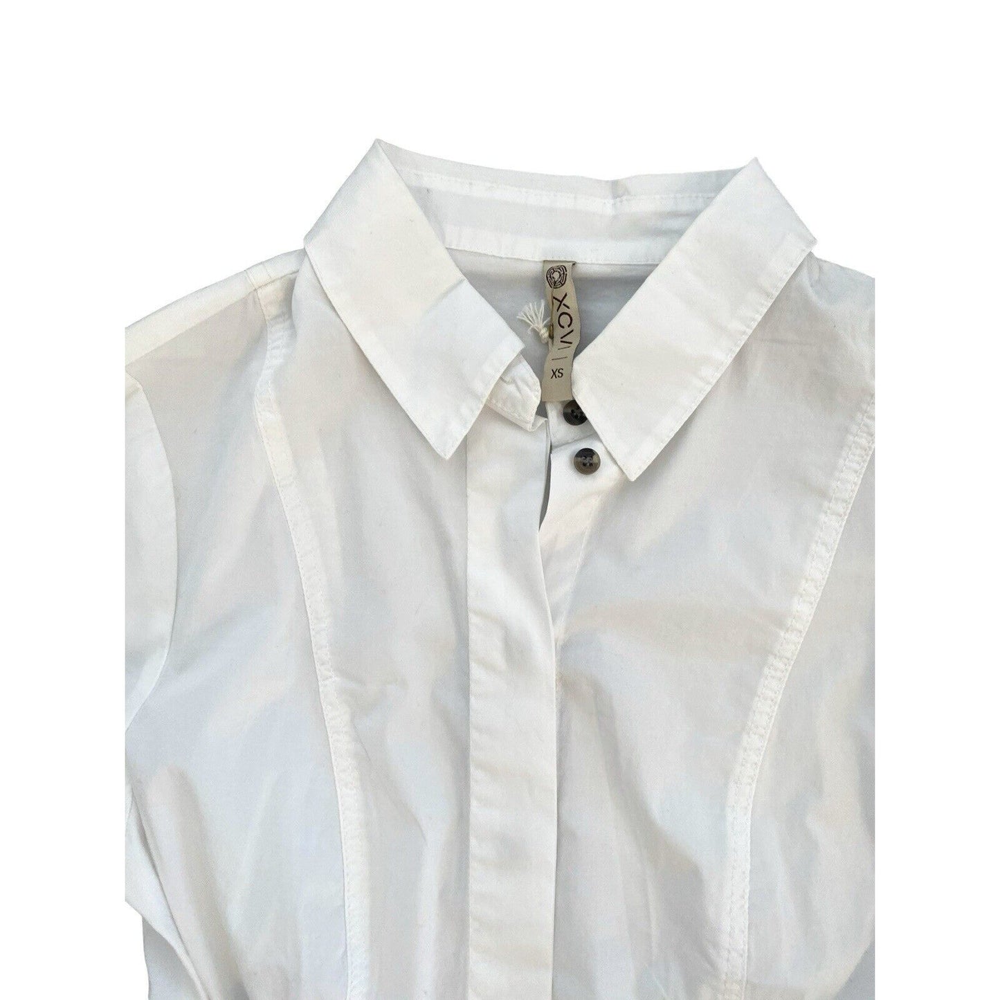 Size XS XCVI White Button Top Shirt White Victorian Steampunk Fitted Medieval