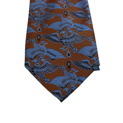 Vtg Sears Men's Store 60s 70s Polyester Tie Necktie Brown Blue Phoenix Bird