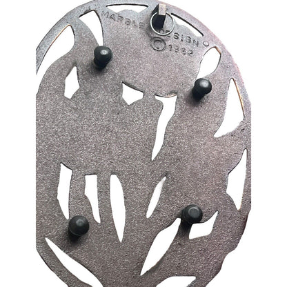 Vintage Cast Iron Copper Plated Trivet Wall Hanging Tulip Design Oval 1982