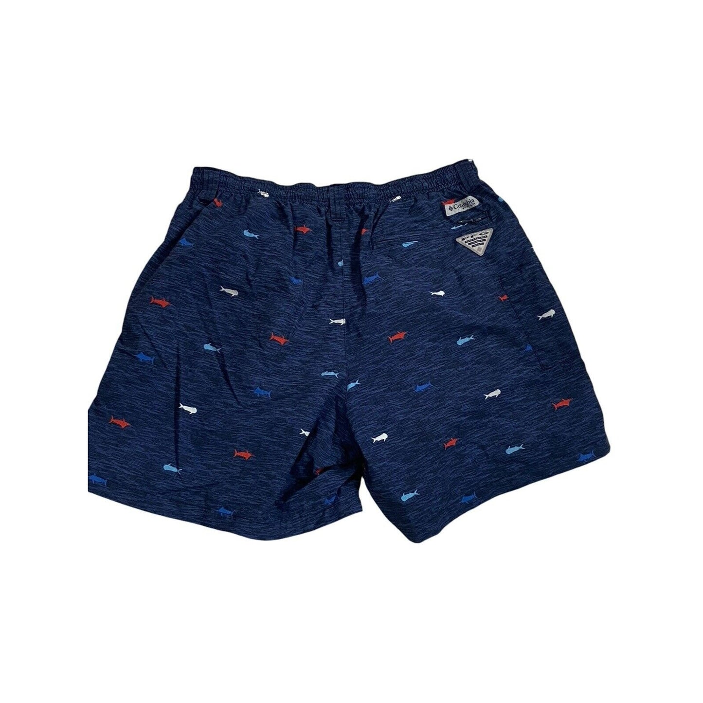 Size L Columbia Omni-Shade Shark Drawstring Water Shorts Blue Men Swim Trunks