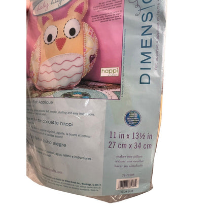 Dimensions Baby Hugs Happy Owl Felt Appliqué Pillow Craft Sewing Kit New