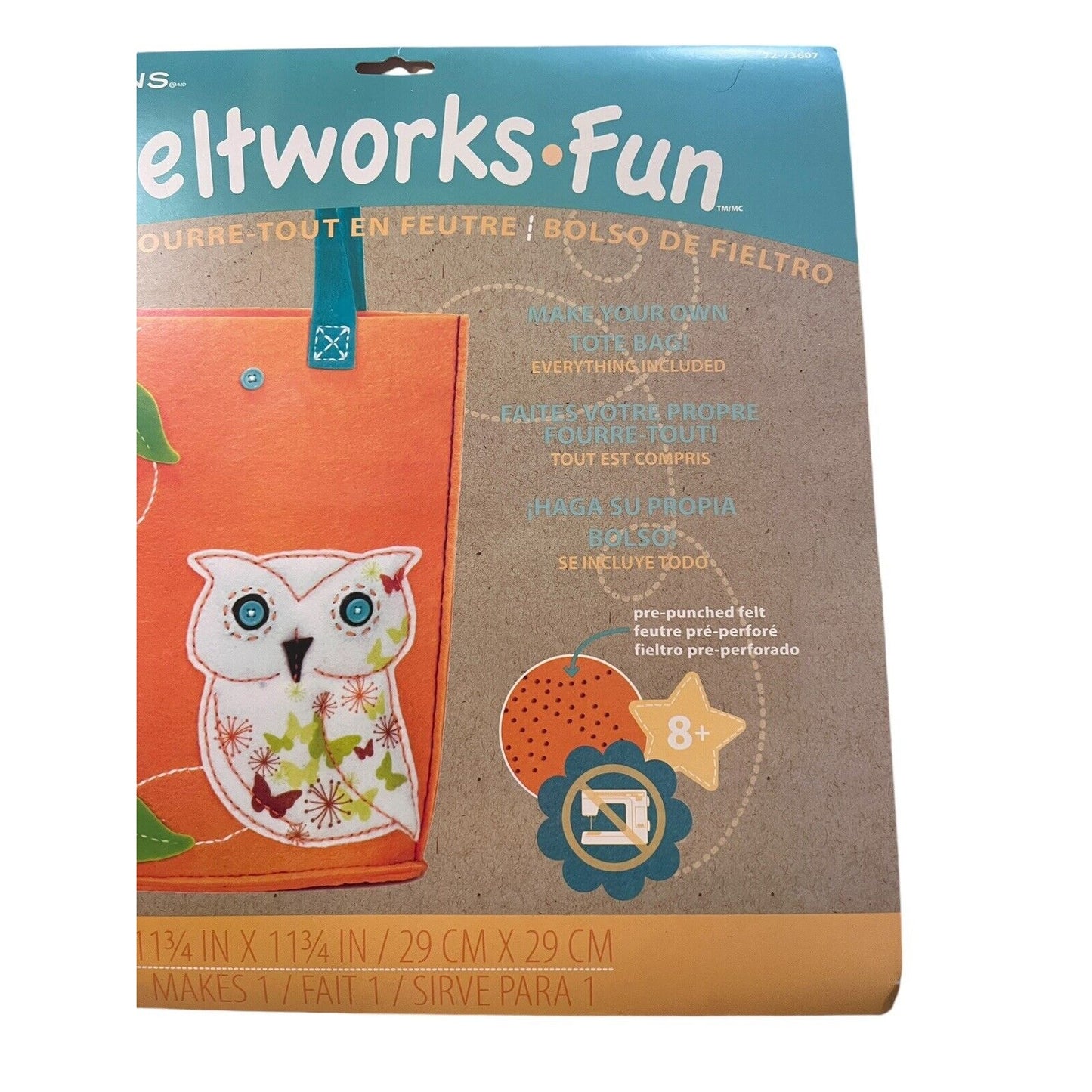 Owl Tote Bag Feltworks Fun Embroidery Kit by Dimensions NEW Sealed Kids Crafts