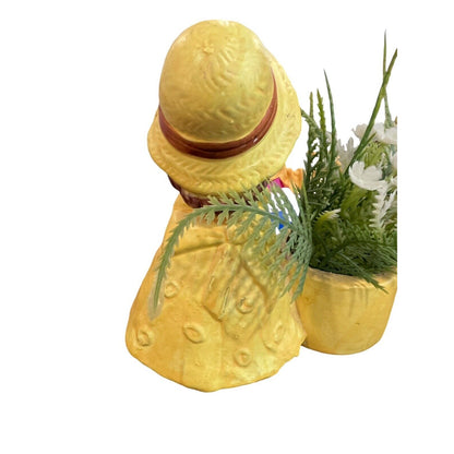 Vintage De Bec Japan Happiness Is You Small Planter Candle Holder Yellow