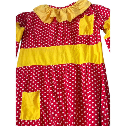 Vintage Homemade Handmade Kids Clown Costume Polka Dots Red Yellow