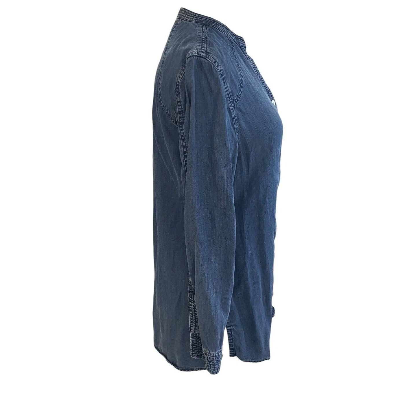 Size Small Soft Surroundings Denim Button Down Tunic Sleeve Lyocell Shirt