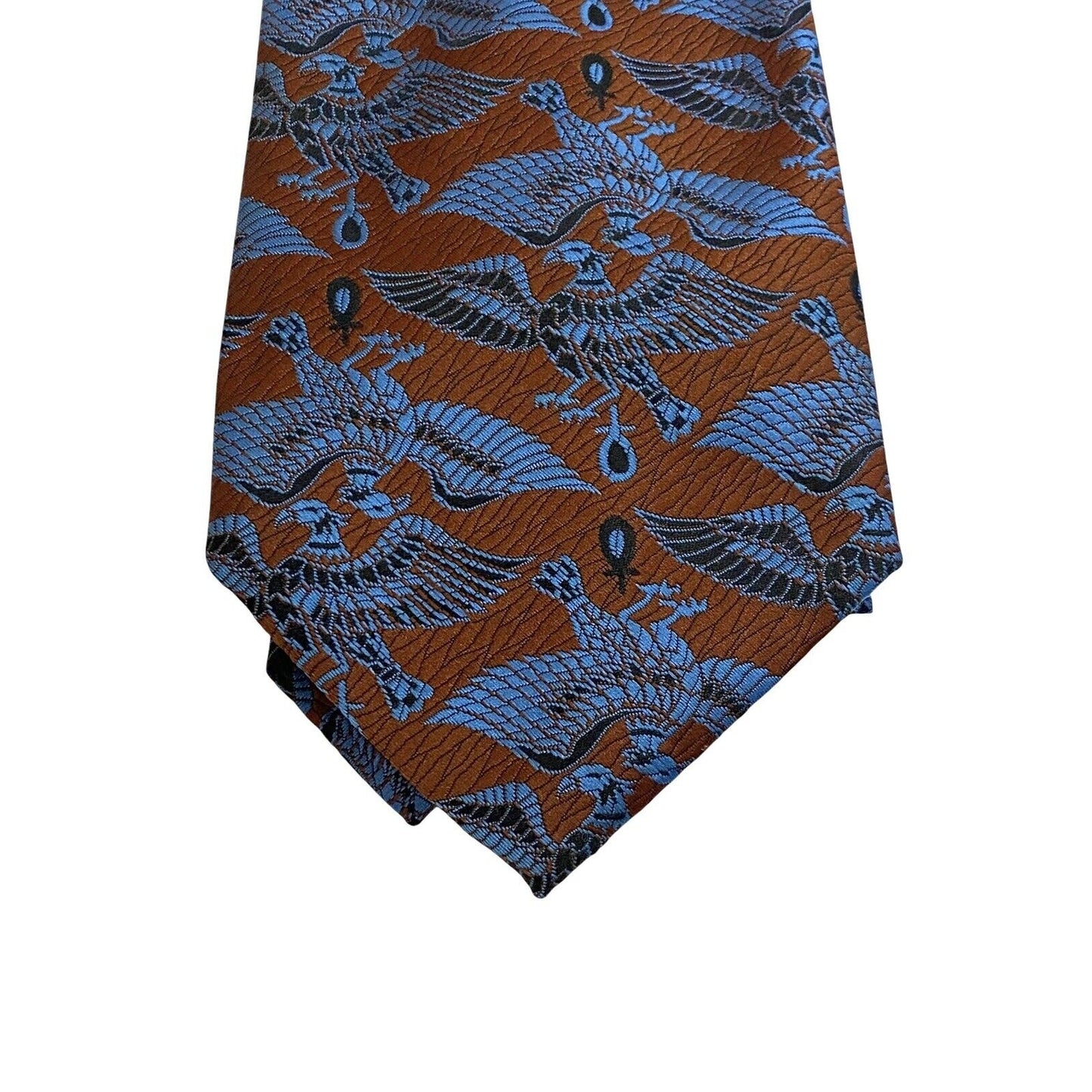 Vtg Sears Men's Store 60s 70s Polyester Tie Necktie Brown Blue Phoenix Bird