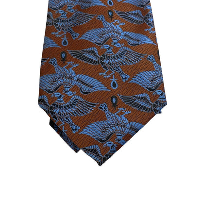 Vtg Sears Men's Store 60s 70s Polyester Tie Necktie Brown Blue Phoenix Bird