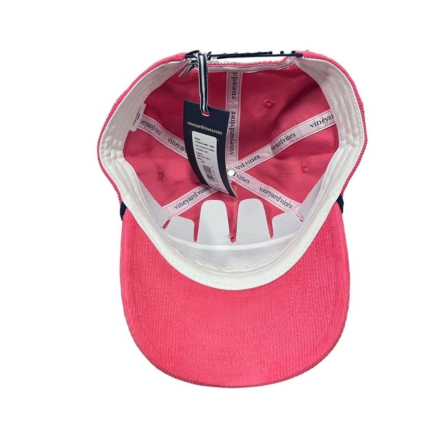 NWT Vineyard Vines Snapback Pink 5 Panel Corduroy Embroidered Logo Hat