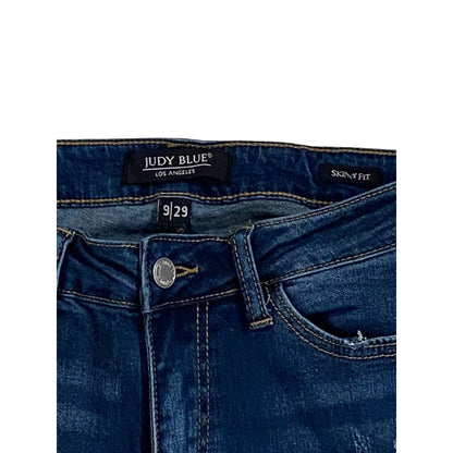 Size 9/29 Judy Blue Jeans Womens Medium Wash Distressed Patch Snake Skinny Fit