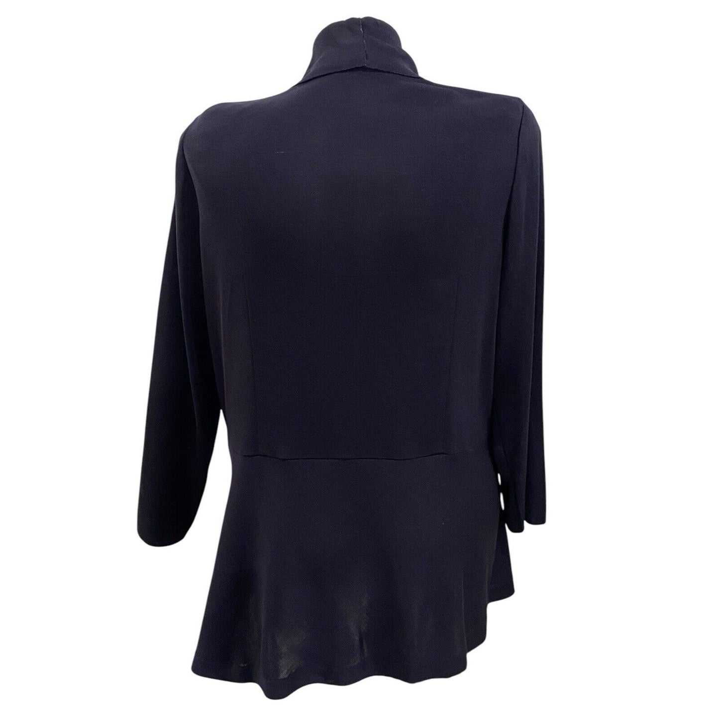 Exclusively Misook Blue Solid Belted Sweater Cardigan Textured Navy Pockets