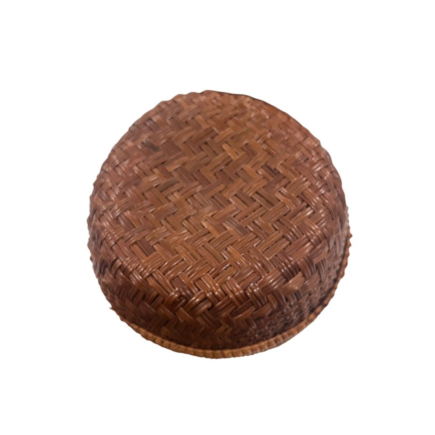 Round Rattan Wicker Fruit Staking Basket with Lid Storage Boho Natural Decor