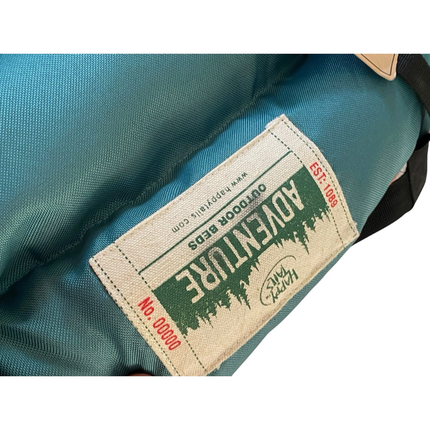 Happy Tails Outdoor Dog Bed Green Brown Camping Adventure 34”x26”