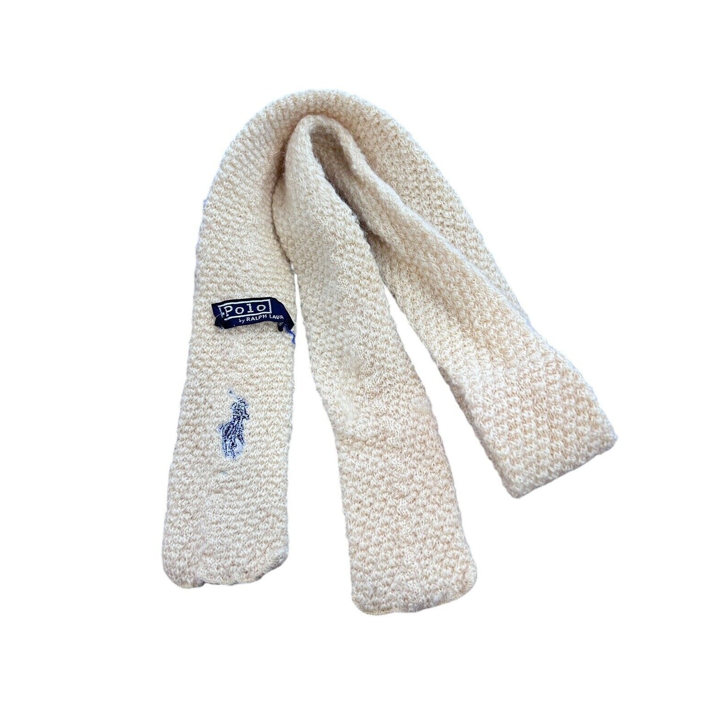 VTG 70s Polo Ralph Lauren Wool Square-End Yellow Knit Necktie Tie 44” X 2.5”