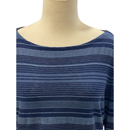 Size Large Lauren Ralph Lauren Linen Blue Striped Sweater