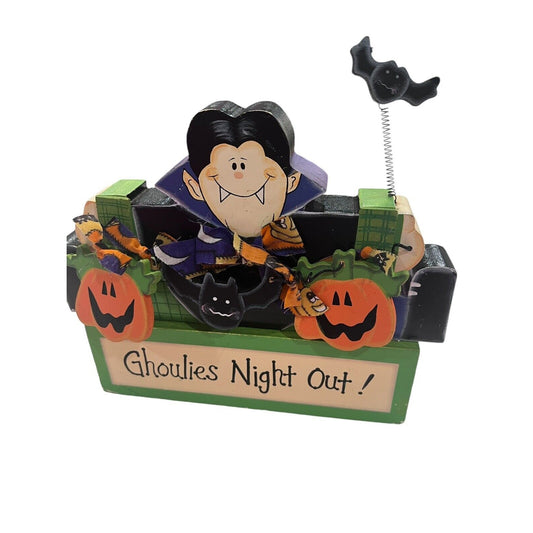 Wooden Autumn Halloween Decor Ghouls Dracula Cute Home Fall Decoration Painted