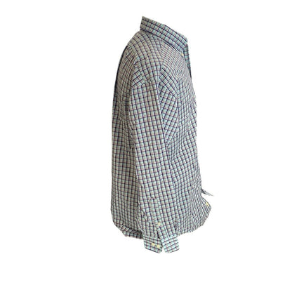 Size Medium Overton men's Button Shirt Plaid Long Sleeve Palmetto Moon SC