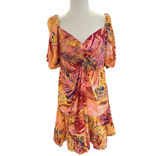 Size 12 Tropical Smocked Sweetheart Neck Hawaiian Dress Womens NWT