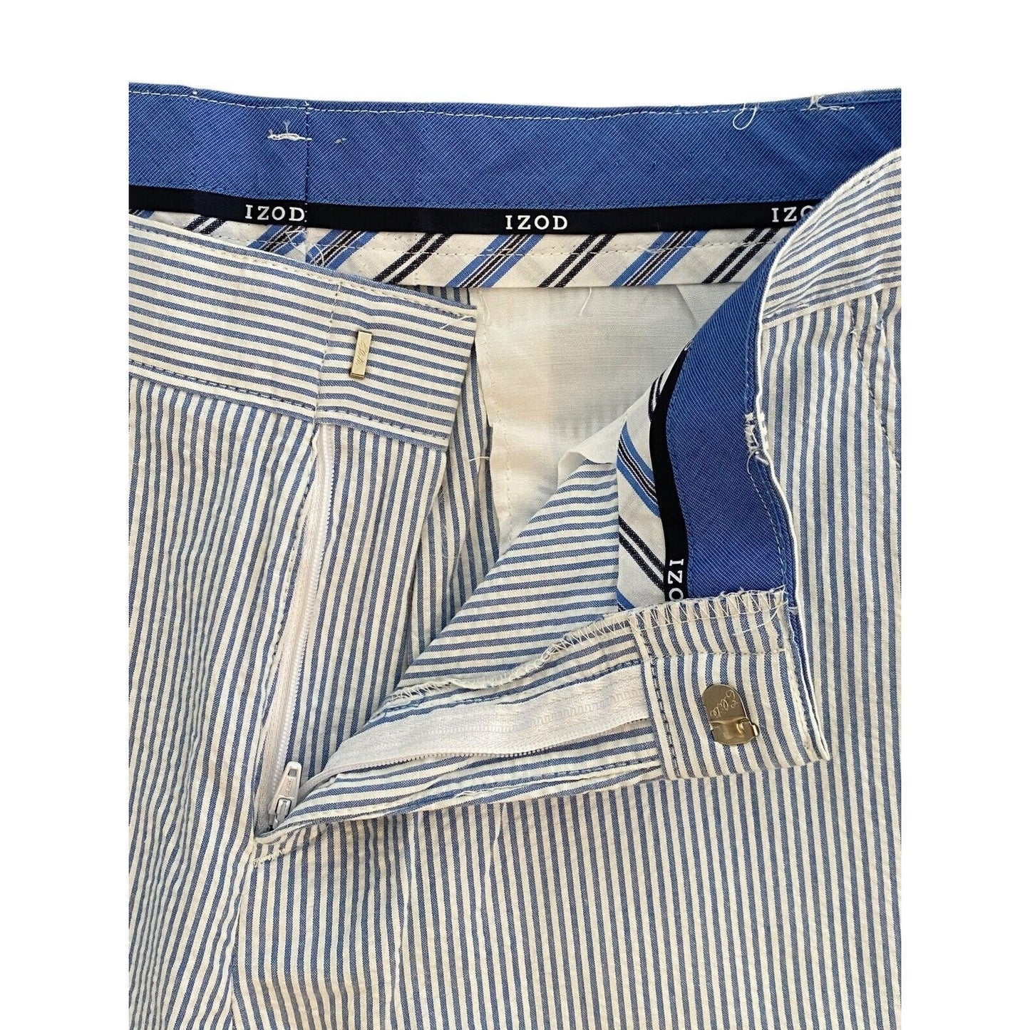 Size 20 Izod Seersucker Pants Boys Blue White Stripe Preppy Southern Charm Easte
