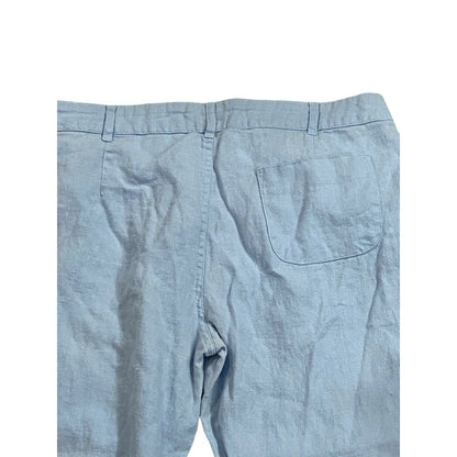 Size 8 (40 FR) Lulu Castagnette Cropped Wide Leg Pants Women Blue Linen