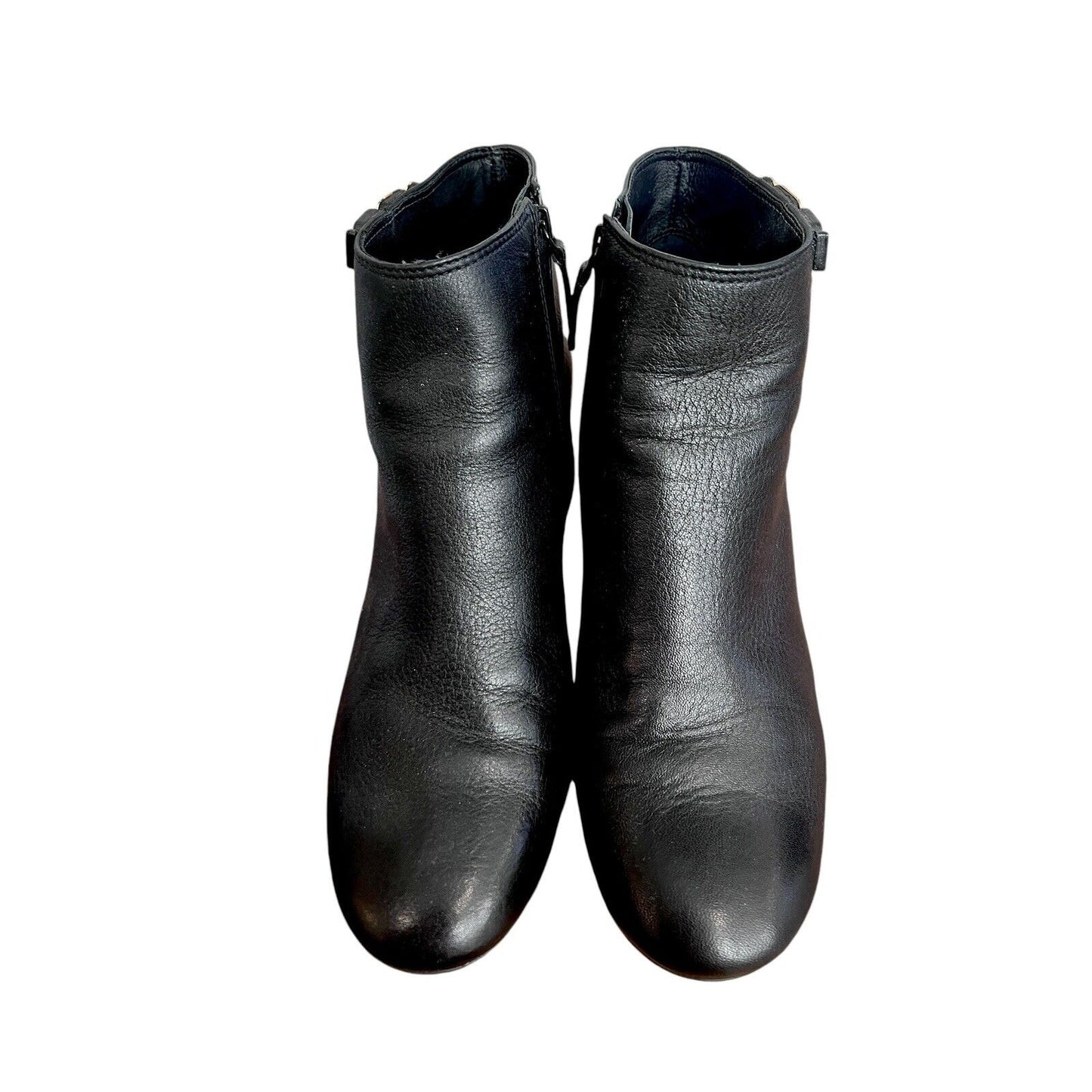 Tory Burch Brooke Black Ankle Wedge Woman Boots Size 9 EUC Pebbled Leather