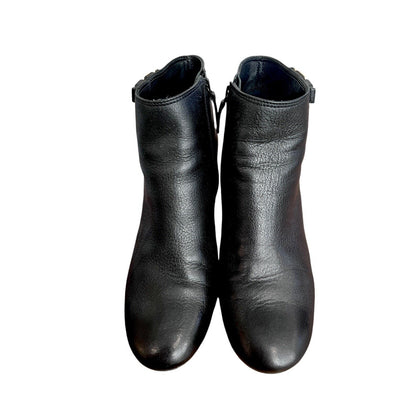 Tory Burch Brooke Black Ankle Wedge Woman Boots Size 9 EUC Pebbled Leather