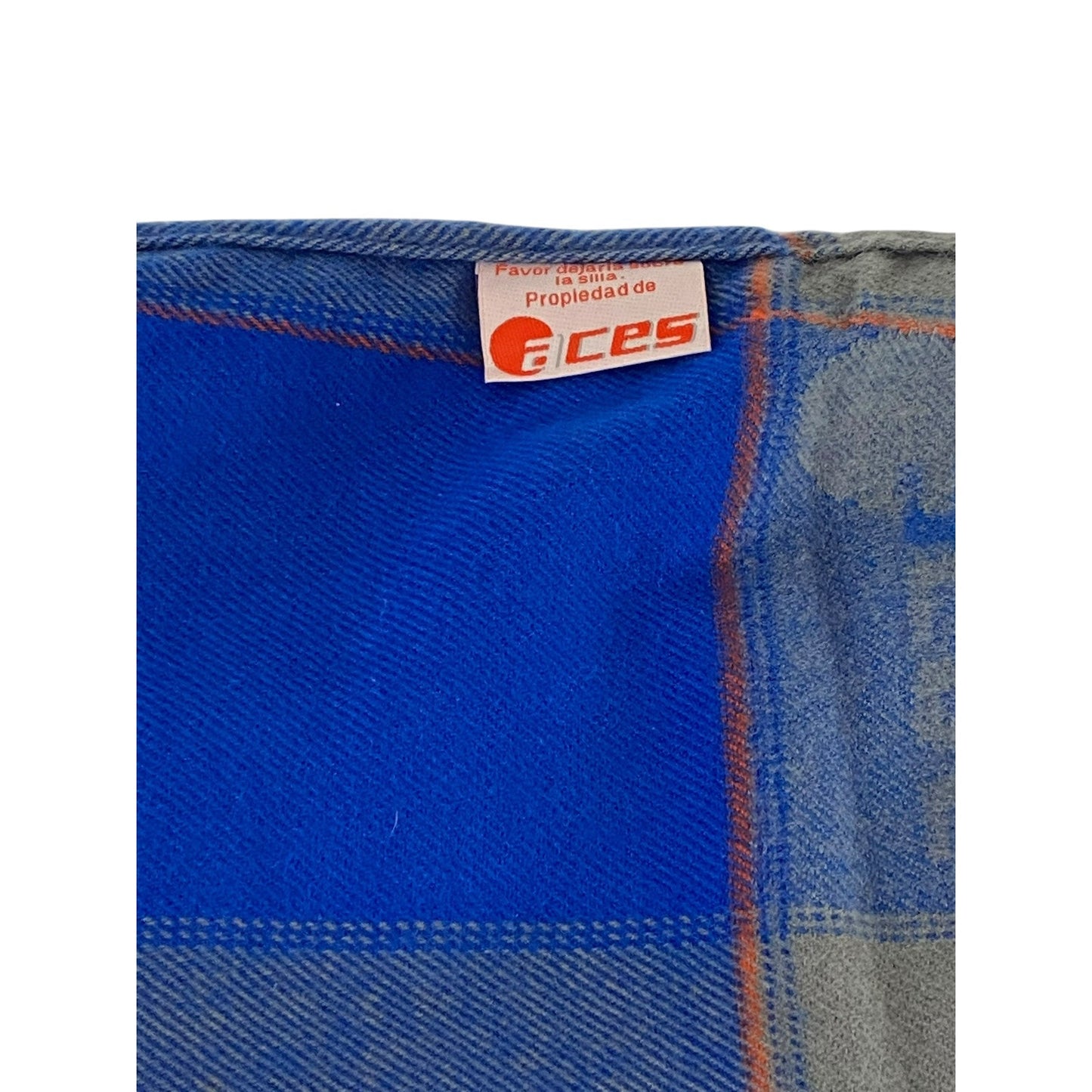 Aces Airline Blanket Wool Blue Plaid Made In Colombia Vintage 60”x40”