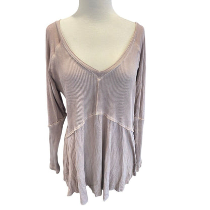 Size Medium POL Tunic Top Mauve Pink Boho V-neck Blouse Rustic