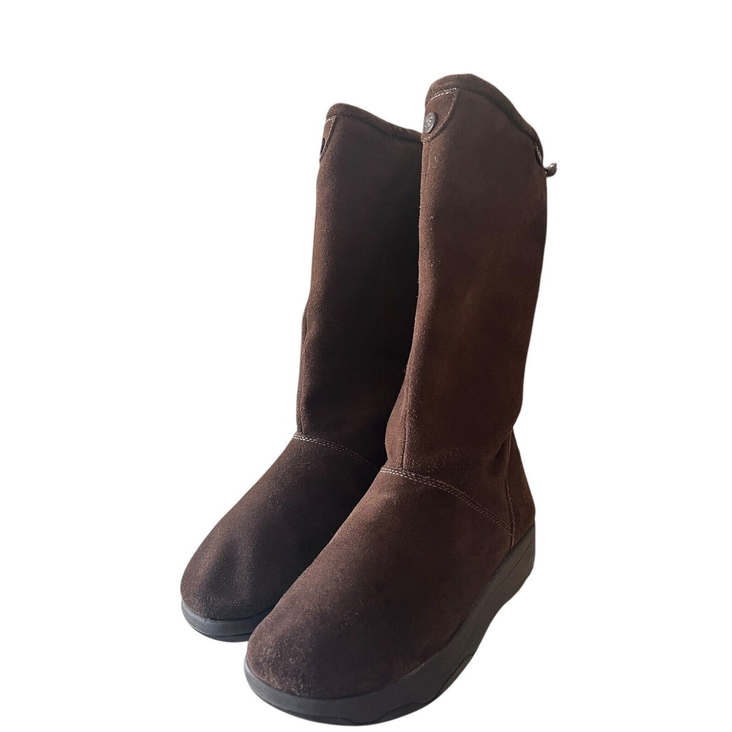 Skechers Leather Faux Fur Boots 8 Tone-Ups Brown Chunky Y2K Platforms Lugs