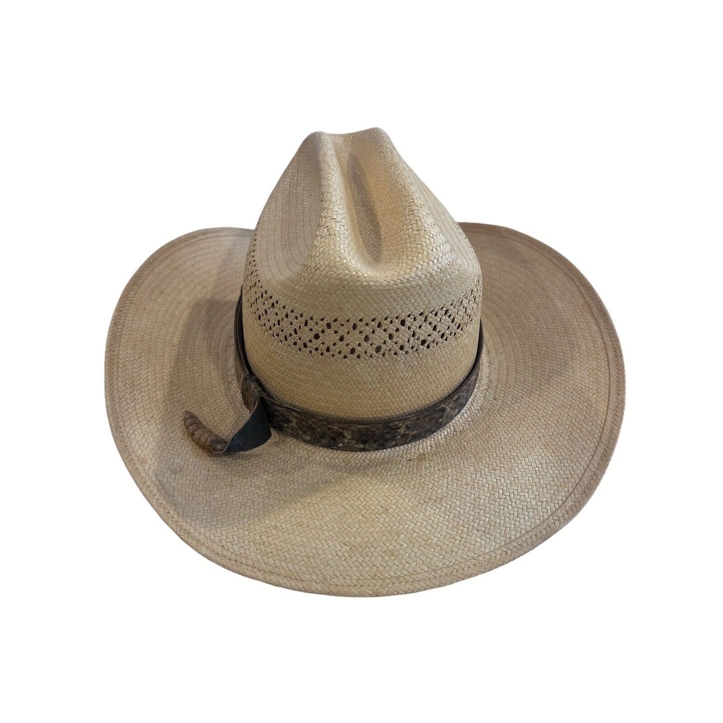 Stetson Rattlesnake Straw Cowboy Rattle Included Hat Size 6 7/8 - 55 6X