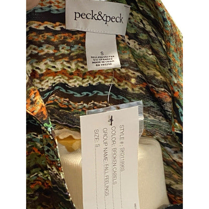 Size Small Peck & Peck Tunic Top Boho V-neck Collared Button Up Blouse NWT