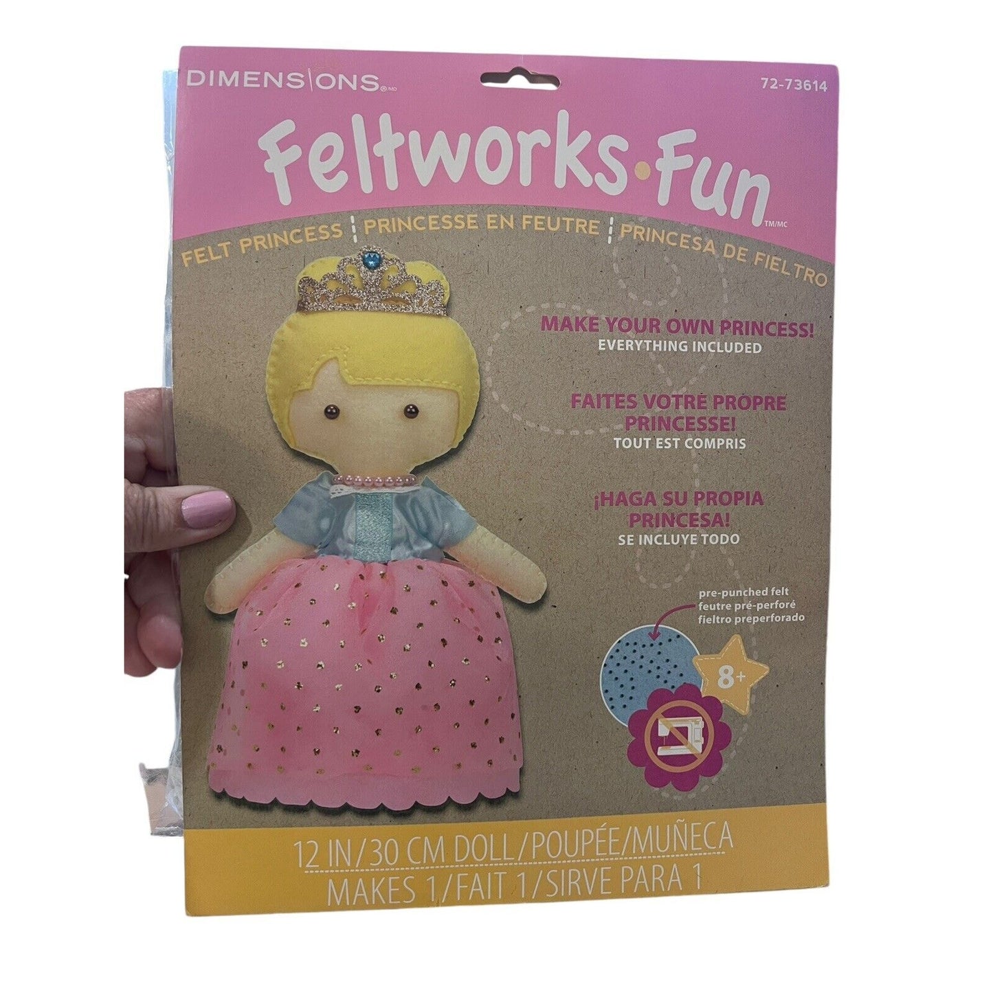 Blonde Princess Doll Feltworks Fun Embroidery Kit by Dimensions NEW Sealed Kids