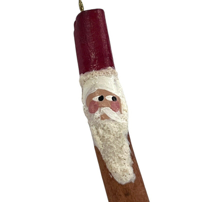 Cinnamon Stick Homemade Santa Claus Ornament Vintage Holiday Craft Hand Painted