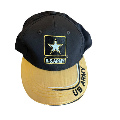 U.S. ARMY Hat Army Strong USA MADE Black Yellow Cap Adjustable