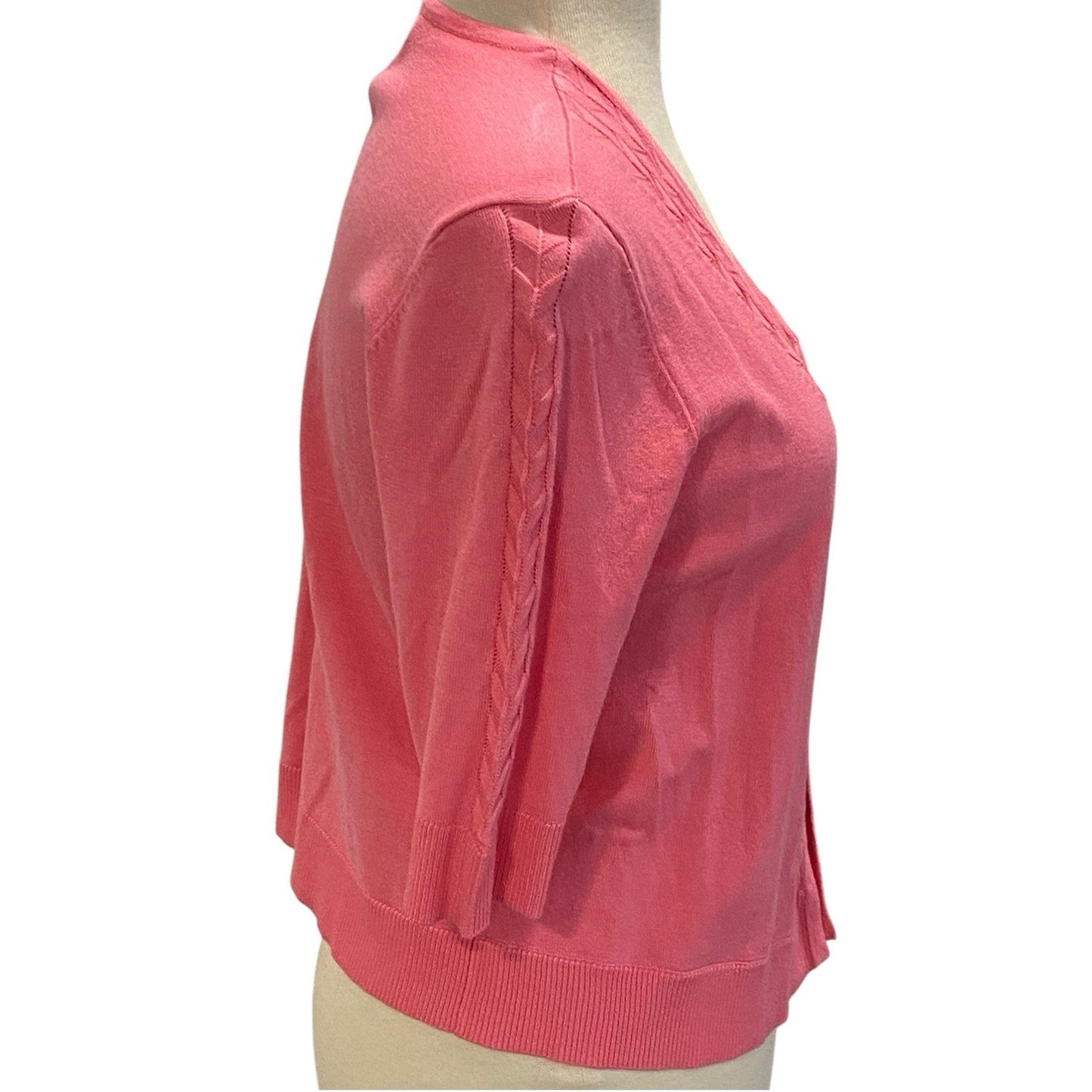 Charter Club Short Sleeve Pink Cardigan Sweater Size Medium Lightweight