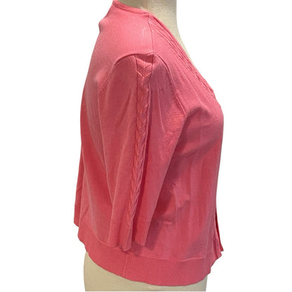 Charter Club Short Sleeve Pink Cardigan Sweater Size Medium Lightweight