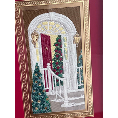 Textile Art Fiber Woven Picture Christmas Staircase Traditional Classic Holiday