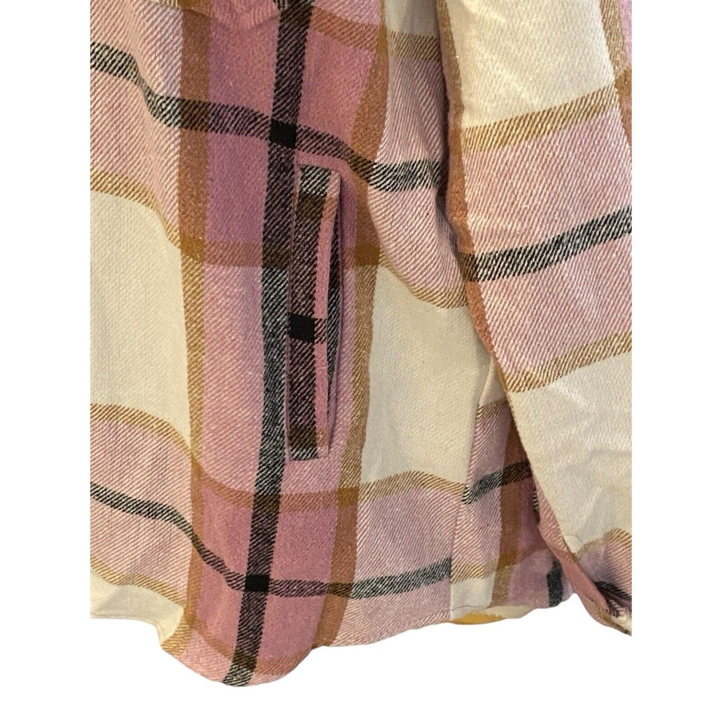 Size Large Jodifl Plaid Flannel Shacket Pink Brown Button Up Shirt Gorpcore