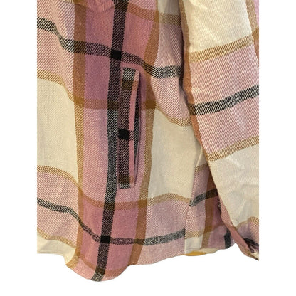 Size Large Jodifl Plaid Flannel Shacket Pink Brown Button Up Shirt Gorpcore