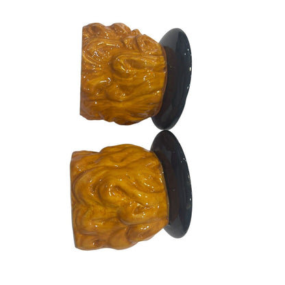 2 WCL Halloween Witch 3.5" X 3.25" Candles Stand Orange Black Spooky Pillar Set