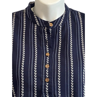 Size XL J. Peterman Tunic Top Navy Blue Great Basin Blouse