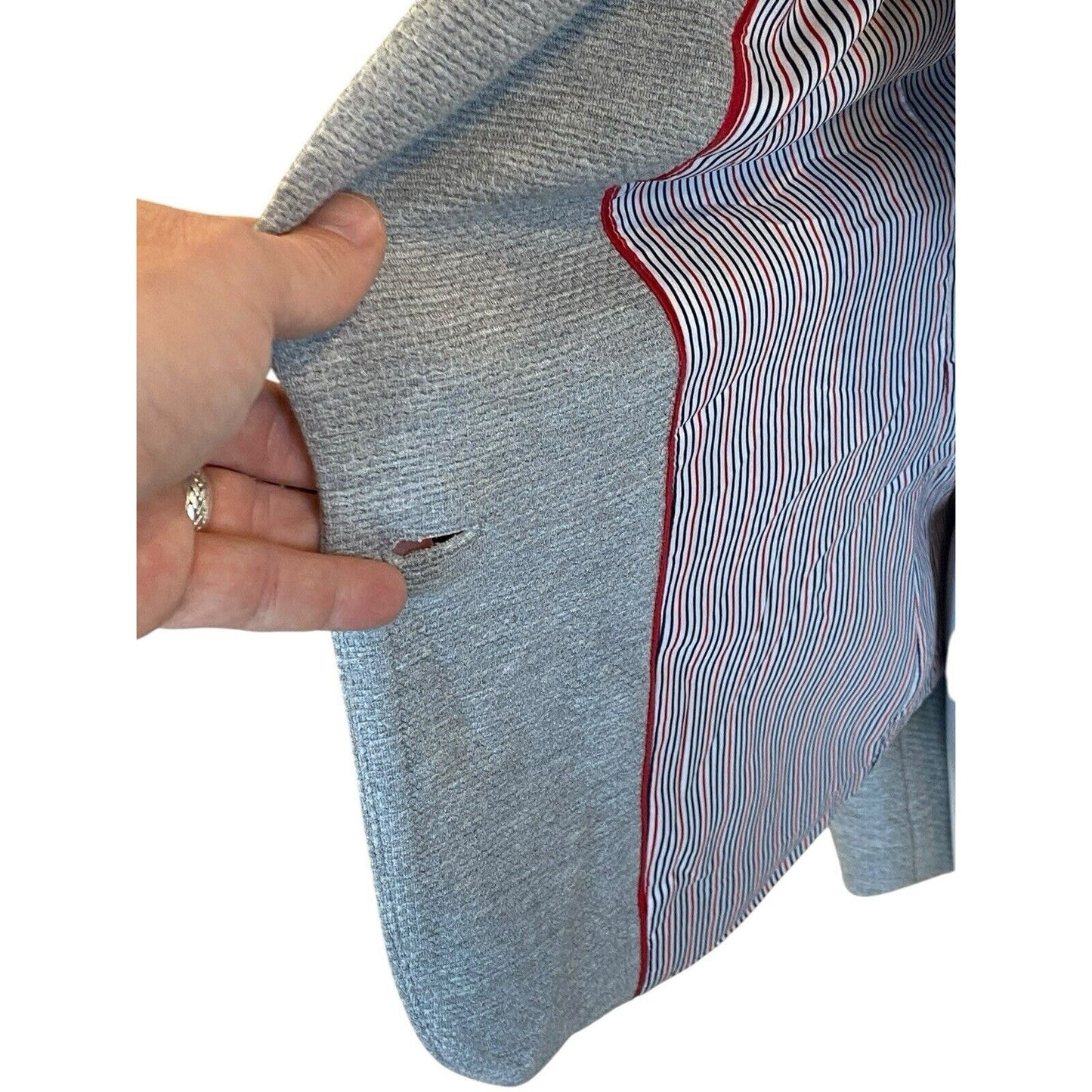 Tommy Hilfiger Gray Womans Single Button Elbow Patch Blazer Size 10 Great Detail