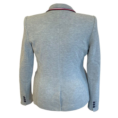 Tommy Hilfiger Gray Womans Single Button Elbow Patch Blazer Size 10 Great Detail