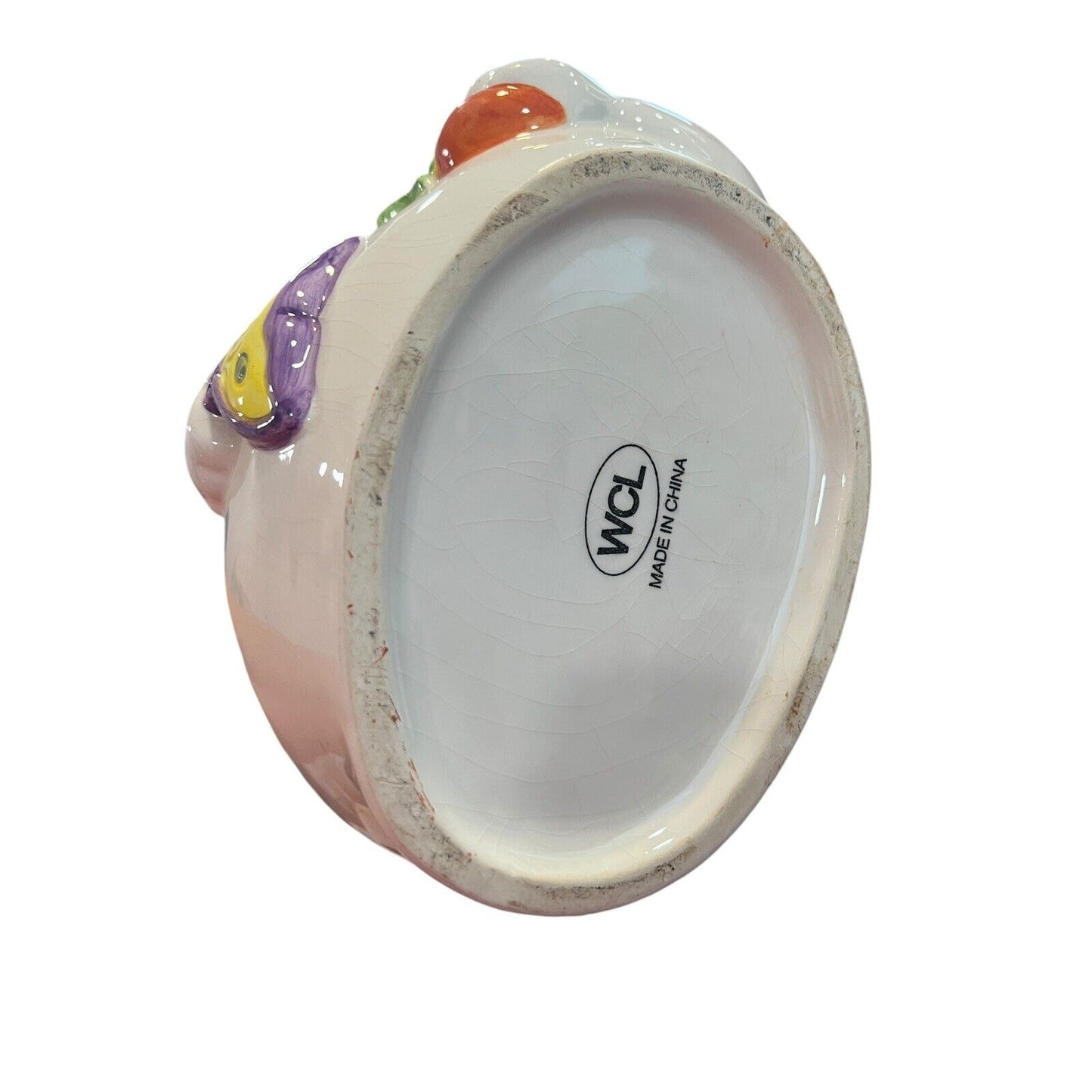 Porcelain Ghost Boo Handle Halloween Candy Dish Bowl WCL Crazing