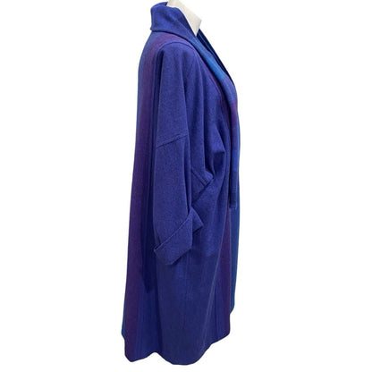 XL Avoca Collection Ireland Purple Blue Long Poncho Cape Wool Scarf Tie Celtic