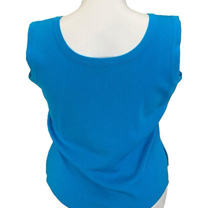 Misook Size XL Petite Knit Acrylic Sleeveless Tunic Shell Tank Top Turquoise NWT