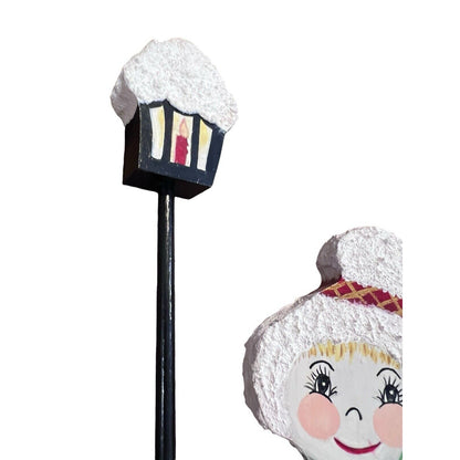 Christmas Decor Santa Snowman Woman Wooden Cut Out Hand Painted Folk Art Whimsy