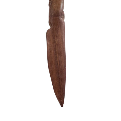 Hand-carved Warrior Head Hand Carved Wooden Letter Opener Tribal 10.75”