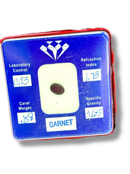 Garnet .88 Carat Weight with Gem Data Certificate Folder